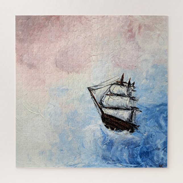 Ship in the Clouds Mystery Borders Sea Ocean Waves Jigsaw Puzzle (Vertical)