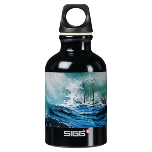 Ship In the Sea in Storm Aluminum Water Bottle