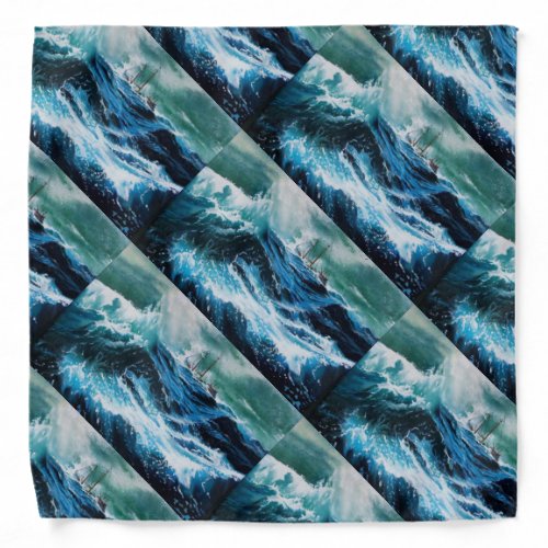 Ship In the Sea in Storm Bandana