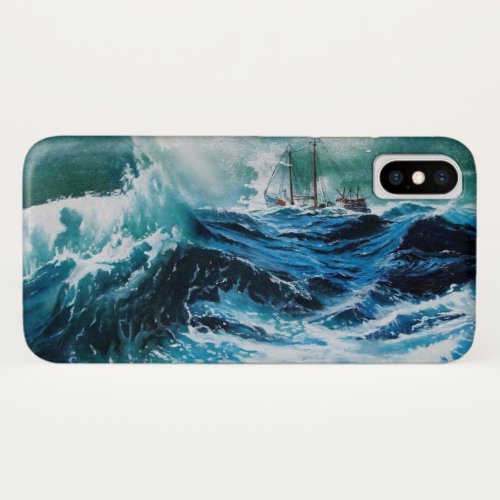 Ship In the Sea in Storm iPhone X Case
