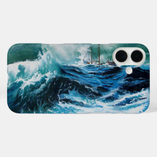 Ship In the Sea in Storm iPhone 16 Plus Case