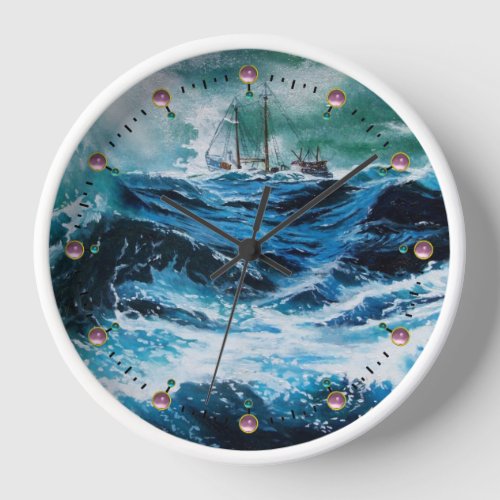 Ship In the Sea in Storm Clock