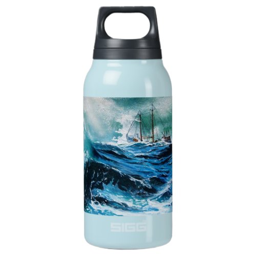 Ship In the Sea in Storm Insulated Water Bottle