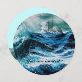 Ship In the Sea in Storm Invitation (Front/Back)
