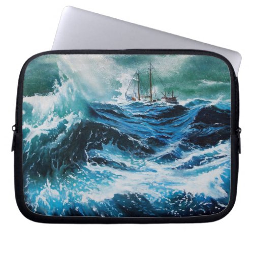 Ship In the Sea in Storm Laptop Sleeve