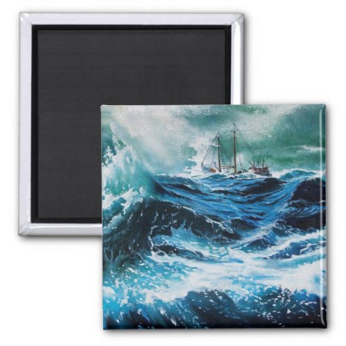 Ship In the Sea in Storm Magnet