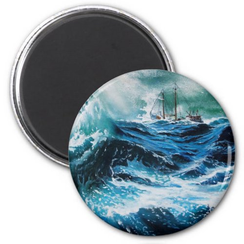 Ship In the Sea in Storm Magnet