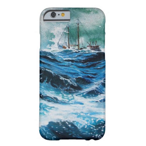 Ship In the Sea in Storm  Navy Blue Barely There iPhone 6 Case