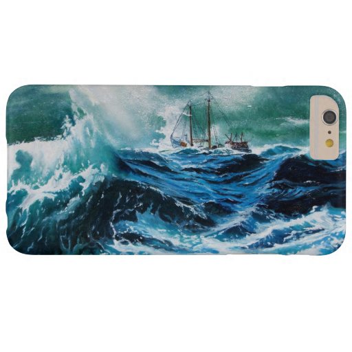 Ship In the Sea in Storm / Navy Blue Barely There iPhone 6 Plus Case