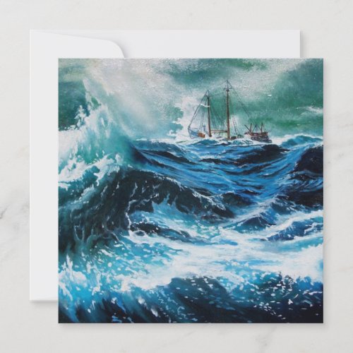 Ship In the Sea in Storm Parchment