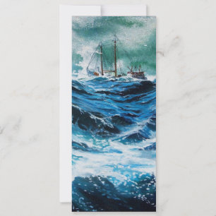 Ship In the Sea in Storm ,Parchment