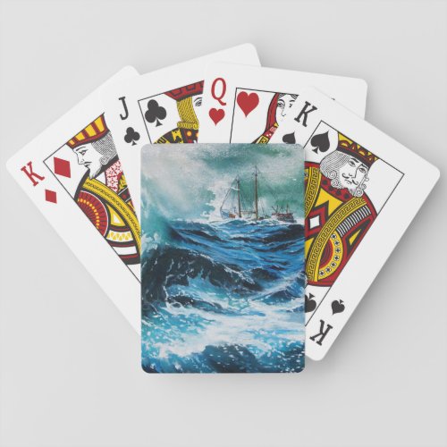 Ship In the Sea in Storm Playing Cards
