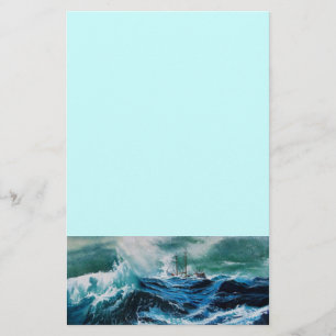 Ship In the Sea in Storm Stationery