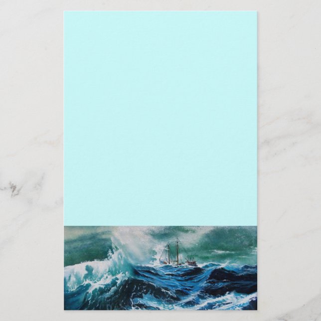 Ship In the Sea in Storm Stationery (Front)