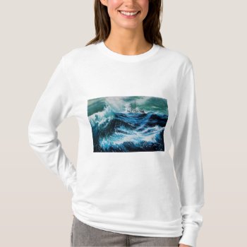 Ship In The Sea In Storm T-shirt by AiLartworks at Zazzle