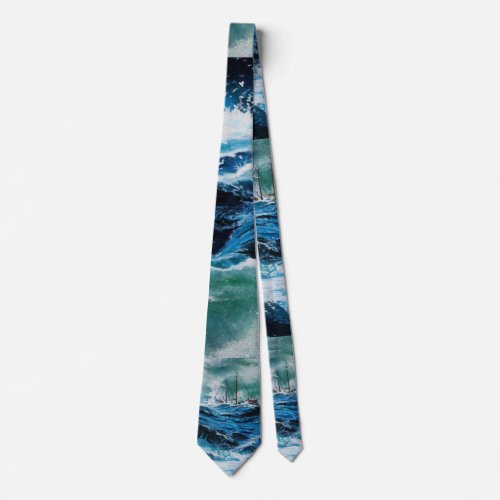 Ship In the Sea in Storm Tie