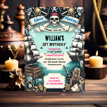 Ship Kids Cool Flag Boat Pirate 1st Birthday Invitation<br><div class="desc">Set sail for a birthday adventure with our "Ship Kids Cool Flag Boat Pirate 1st Birthday Invitation!" This nautical design captures the spirit of high seas and pirate fun, promising an exciting celebration for your little one's first birthday. Adorned with a cool ship, flags, and a touch of pirate flair,...</div>