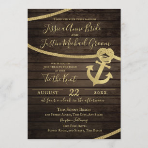 Ship Lap Anchor and Rope Nautical Tie The Knot Invitation