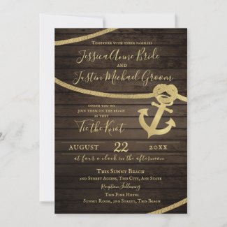 Ship Lap Anchor and Rope Nautical Tie The Knot Invitation