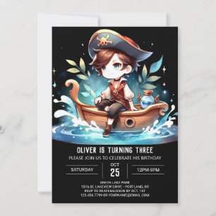 Ship Minimalist Pirate Birthday Invitation