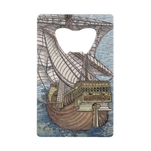 Ship of Columbus'Time' Credit Card Bottle Opener