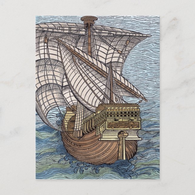Ship of Columbus'Time' Postcard (Front)