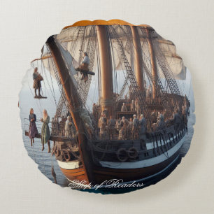 Ship of Readers 06 Round Pillow