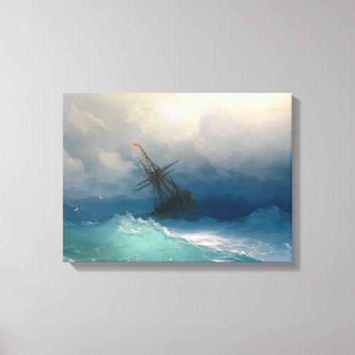 Ship On Stormy Seas By Ivan Ayvazovsky Canvas Print