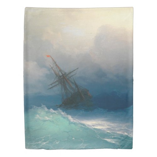 Ship On Stormy Seas By Ivan Ayvazovsky Duvet Cover