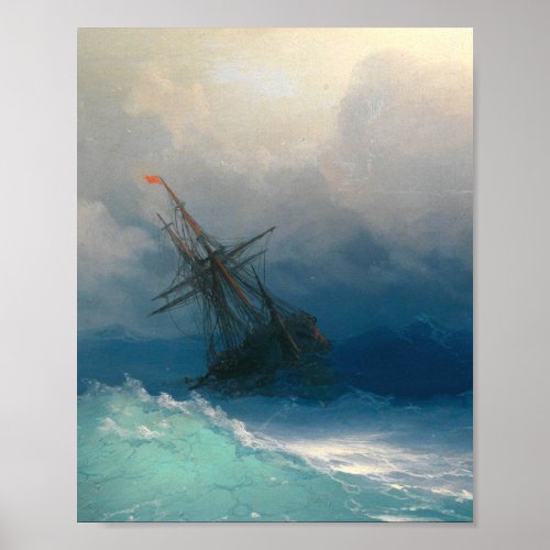 Ship On Stormy Seas By Ivan Ayvazovsky Poster