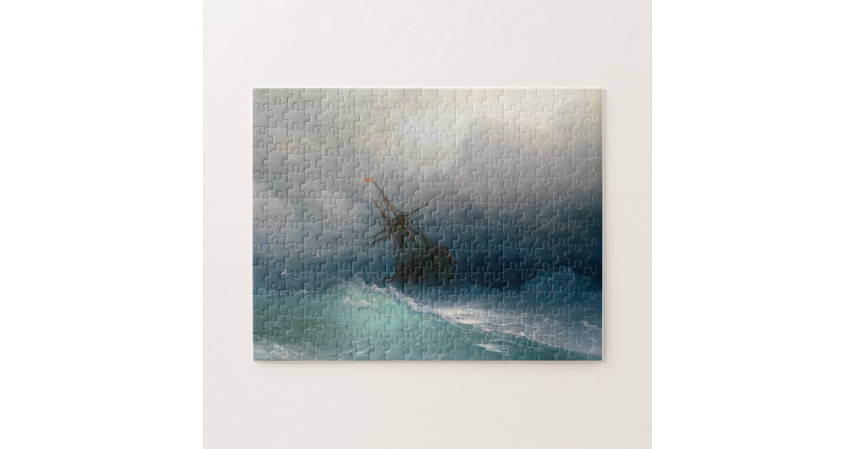 Ship on Stormy Seas Ivan Aivazovsky seascape storm Jigsaw Puzzle | Zazzle