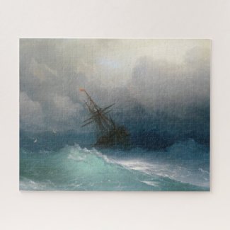 Ship on Stormy Seas Ivan Aivazovsky seascape storm Jigsaw Puzzle