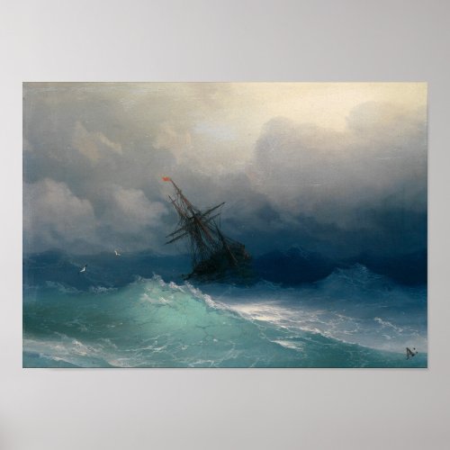 Ship on Stormy Seas Poster