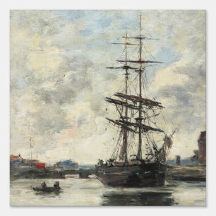 Ship on the Touques Eugene Boudin(French, 1824-189 Sign