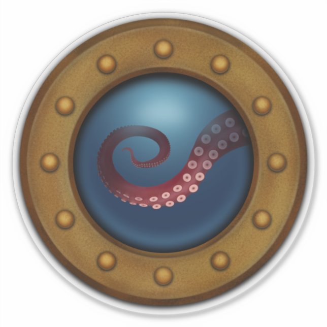 Ship Porthole Fantasy Adventure Steampunk Nautical Sticker (Front)