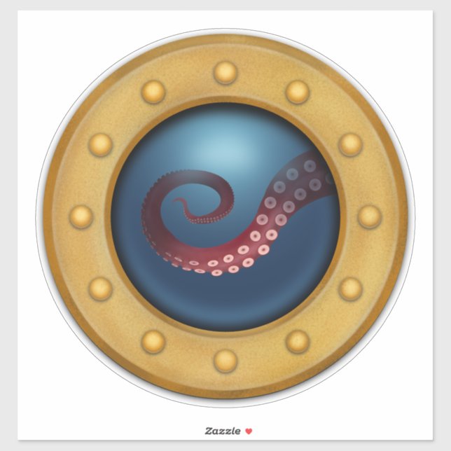 Ship Porthole Octopus Kid's Room Nautical Sailing Sticker (Sheet)