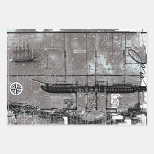 Ship Register Wrapping Paper Sheets