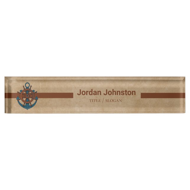 Ship Rudder And Anchor Desk Name Plate (Front)