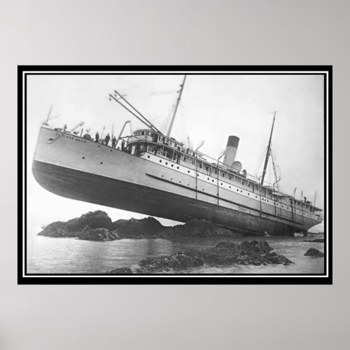 Ship Run Aground Vintage Photo Poster