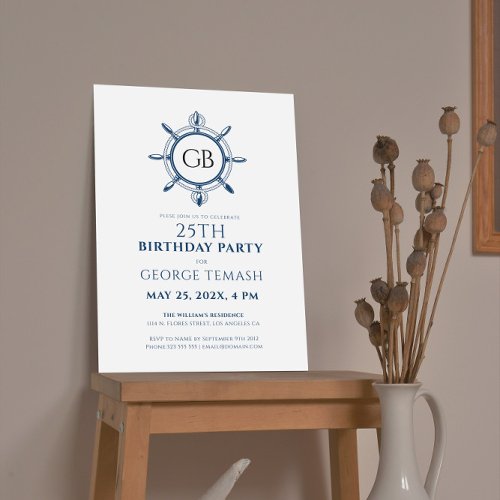 Ships Wheel Rope Birthday Party Invitation