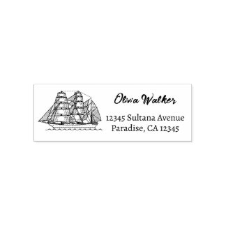 Ship Sailboat Return Address Self-inking Stamp