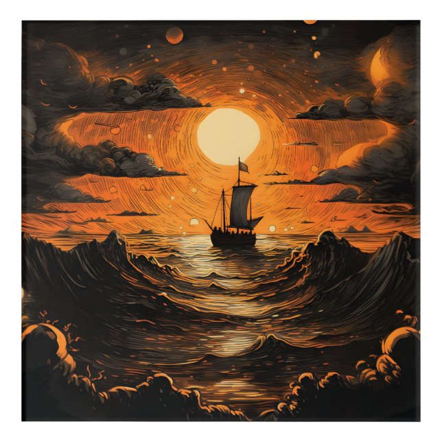 Ship sailing in the night  acrylic print (Front)