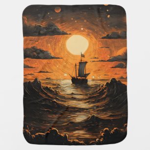 Ship sailing in the night baby blanket