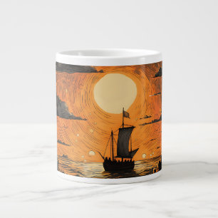 Ship sailing in the night  giant coffee mug
