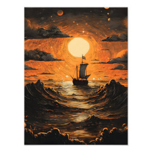 Ship sailing in the night  photo print