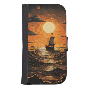 Ship sailing in the night  galaxy s4 wallet case