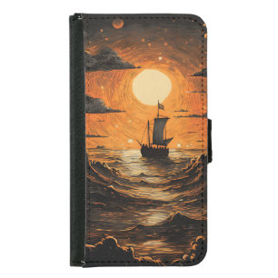 Ship sailing in the night  samsung galaxy s5 wallet case