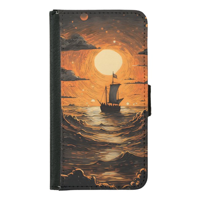 Ship sailing in the night  samsung galaxy wallet case (Front)