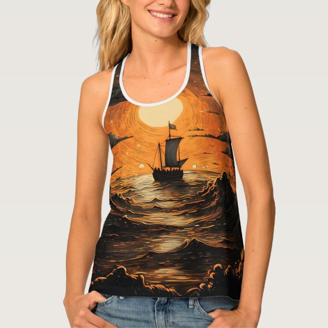 Ship sailing in the night  tank top (Front)