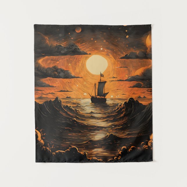 Ship sailing in the night  tapestry (Front)